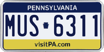 PA license plate MUS6311