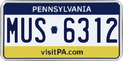 PA license plate MUS6312
