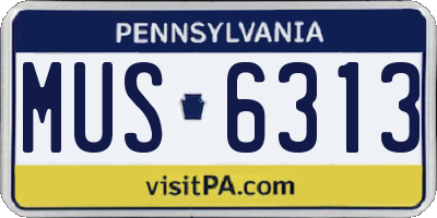 PA license plate MUS6313
