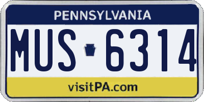 PA license plate MUS6314