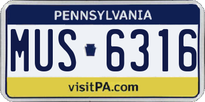PA license plate MUS6316