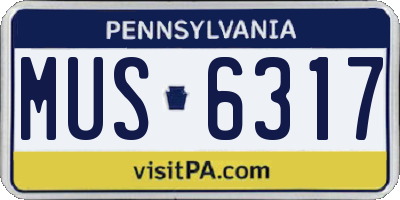 PA license plate MUS6317