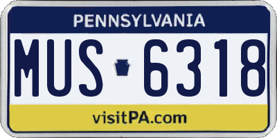 PA license plate MUS6318