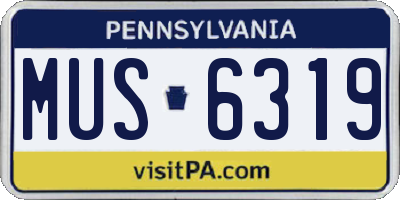PA license plate MUS6319