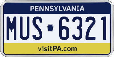 PA license plate MUS6321