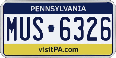 PA license plate MUS6326