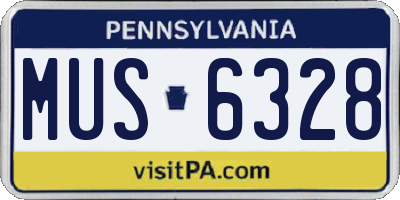 PA license plate MUS6328