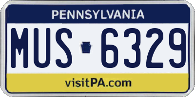 PA license plate MUS6329