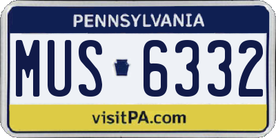 PA license plate MUS6332