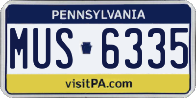 PA license plate MUS6335