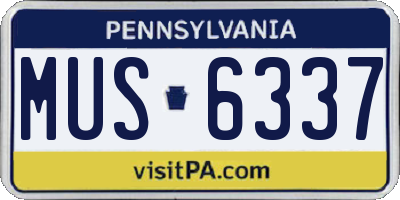 PA license plate MUS6337