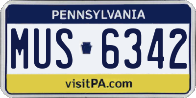 PA license plate MUS6342