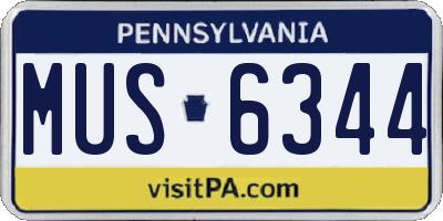 PA license plate MUS6344