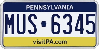 PA license plate MUS6345