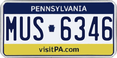 PA license plate MUS6346