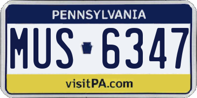 PA license plate MUS6347