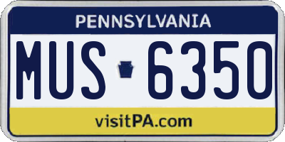 PA license plate MUS6350