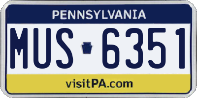 PA license plate MUS6351