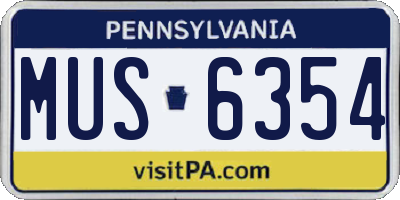 PA license plate MUS6354