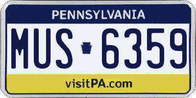 PA license plate MUS6359