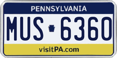 PA license plate MUS6360