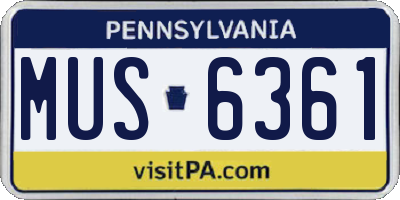 PA license plate MUS6361
