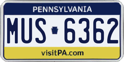 PA license plate MUS6362