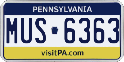 PA license plate MUS6363