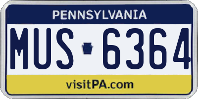 PA license plate MUS6364