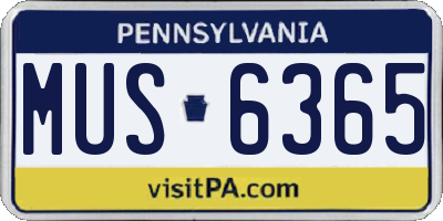 PA license plate MUS6365