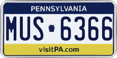 PA license plate MUS6366