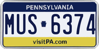 PA license plate MUS6374