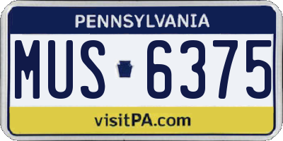 PA license plate MUS6375