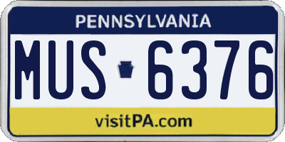 PA license plate MUS6376