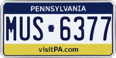PA license plate MUS6377