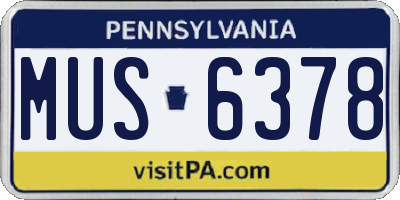 PA license plate MUS6378