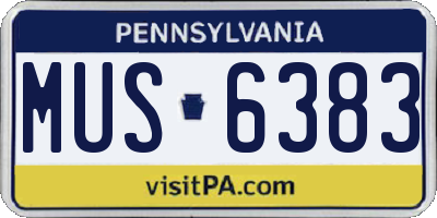 PA license plate MUS6383