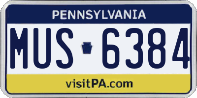 PA license plate MUS6384