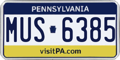PA license plate MUS6385