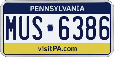 PA license plate MUS6386