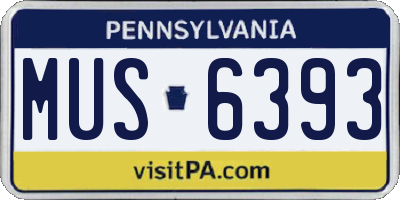 PA license plate MUS6393