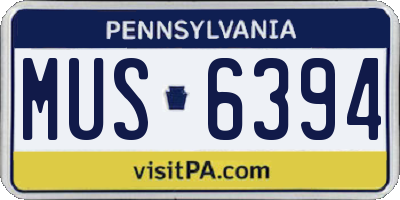 PA license plate MUS6394