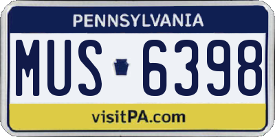 PA license plate MUS6398