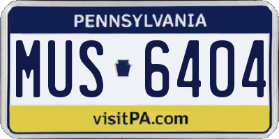 PA license plate MUS6404