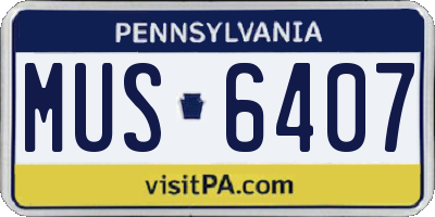 PA license plate MUS6407