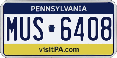 PA license plate MUS6408