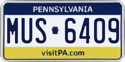 PA license plate MUS6409