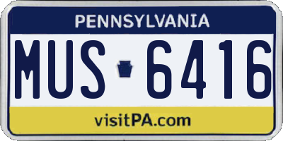 PA license plate MUS6416