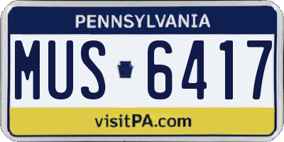 PA license plate MUS6417