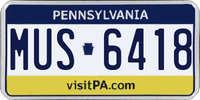 PA license plate MUS6418